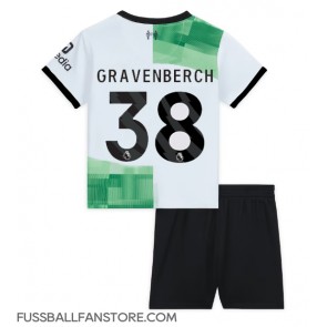 Liverpool Ryan Gravenberch #38 Replik Auswärtstrikot Kinder 2023-24 Kurzarm (+ Kurze Hosen)